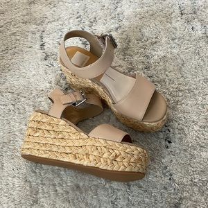 Dolce Vita Sanna Espadrille Wedge Sandals Nude Leather